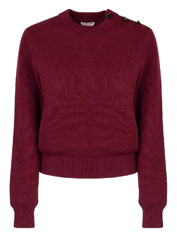 BOTTEGA VENETA Elegant Burgundy Crew-Neck Wool Sweater