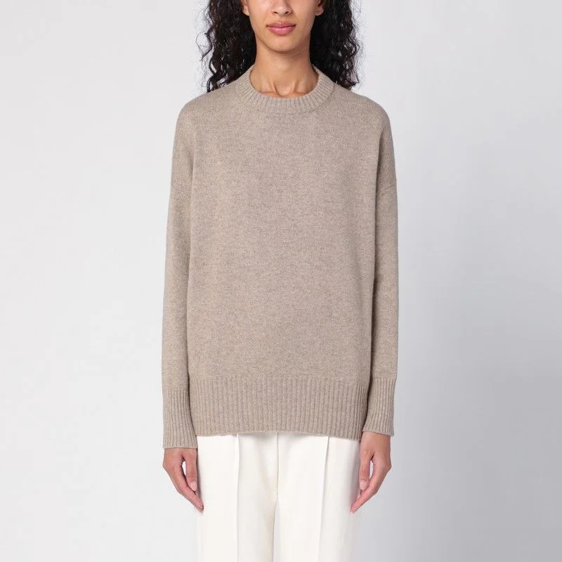 BRUNELLO CUCINELLI Elegant Beige Cashmere Crew-Neck Sweater