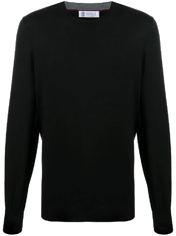 BRUNELLO CUCINELLI Elegant Black Wool-Cashmere Crewneck Sweater