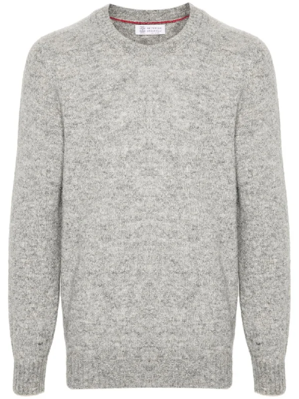 BRUNELLO CUCINELLI Luxurious Grey Wool Crewneck Sweater