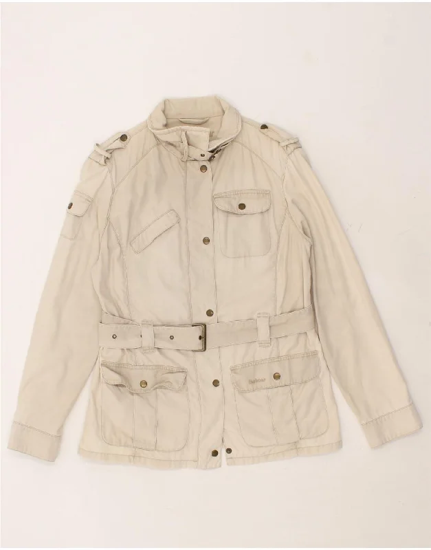 BARBOUR Womens Military Jacket UK 16 Large White Cotton