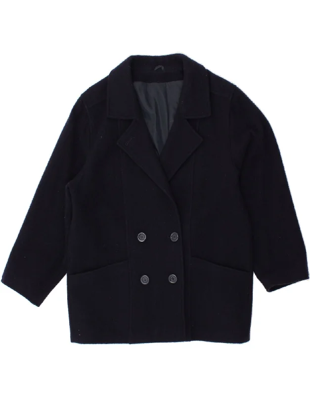 C&A Womens Double Breasted Coat US 16 2XL Navy Blue Wool