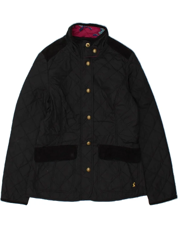 JOULES Womens Quilted Jacket UK 12 Medium  Black Polyamide