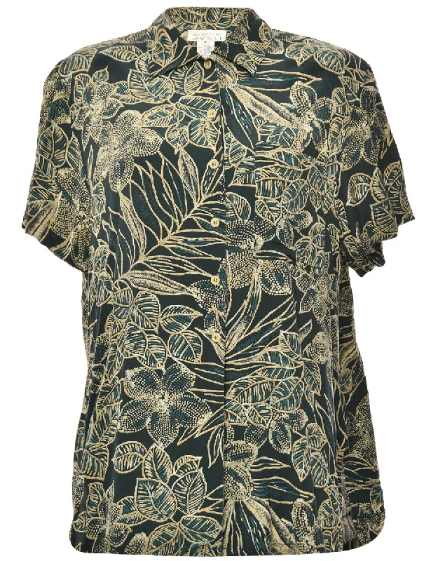 Leafy Print Blouse - L