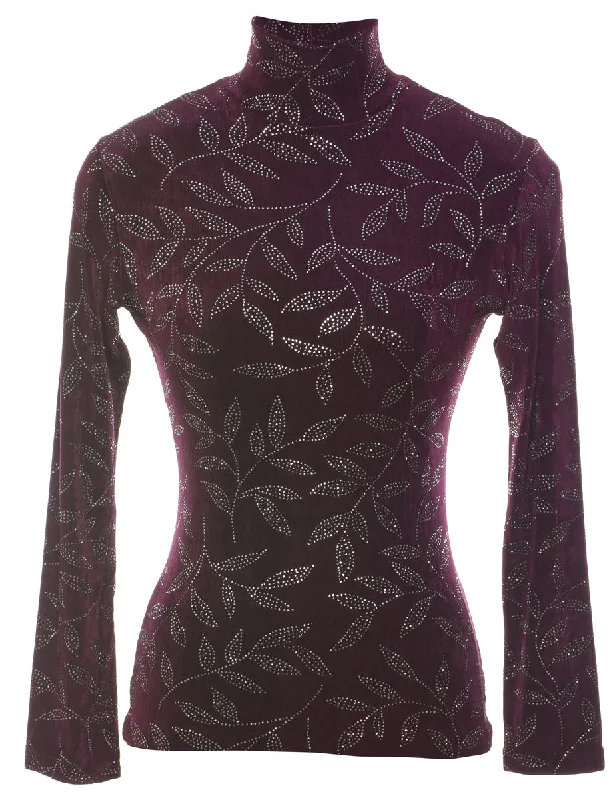 Leafy Print Evening Top - M