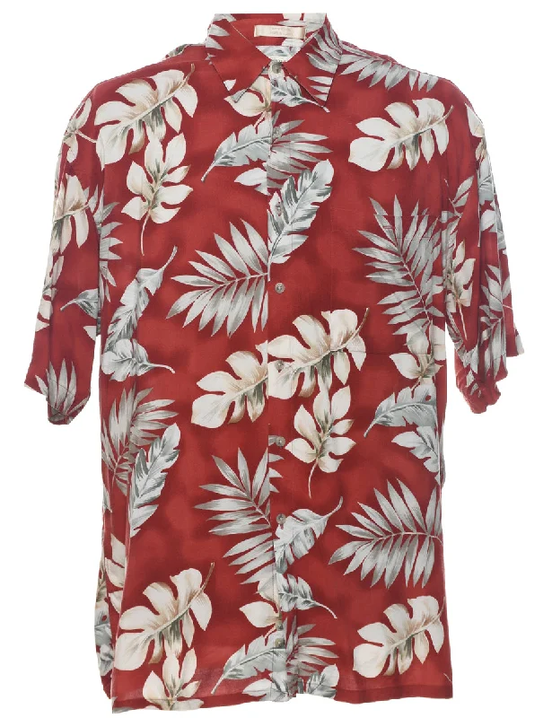 Leafy Print Hawaiian Shirt - L