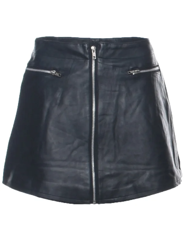 Leather A-line Skirt - M