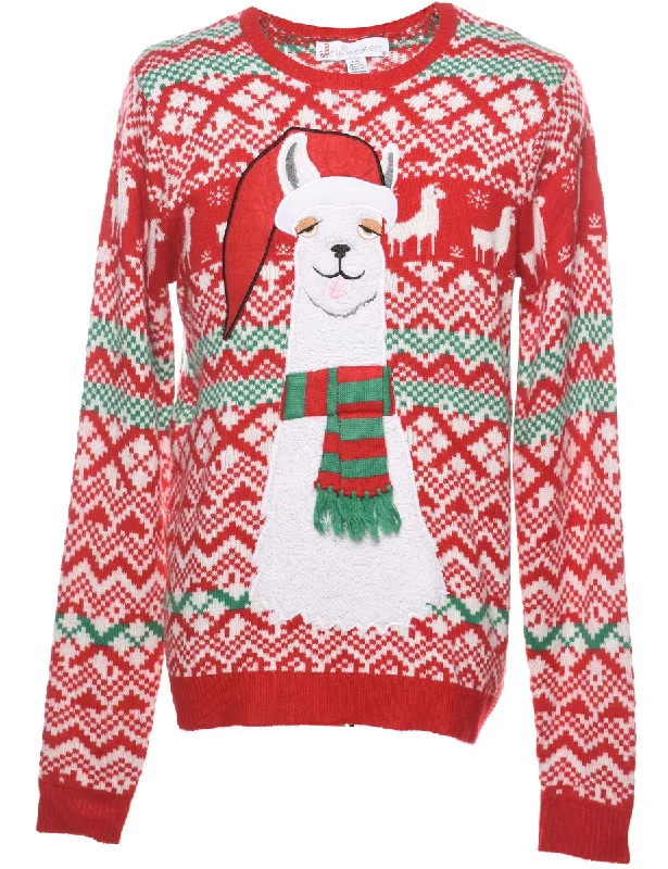 Llama Design Christmas Jumper - L