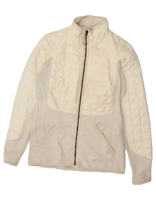 PATAGONIA Womens Bomber Jacket UK 10 Small Beige Nylon