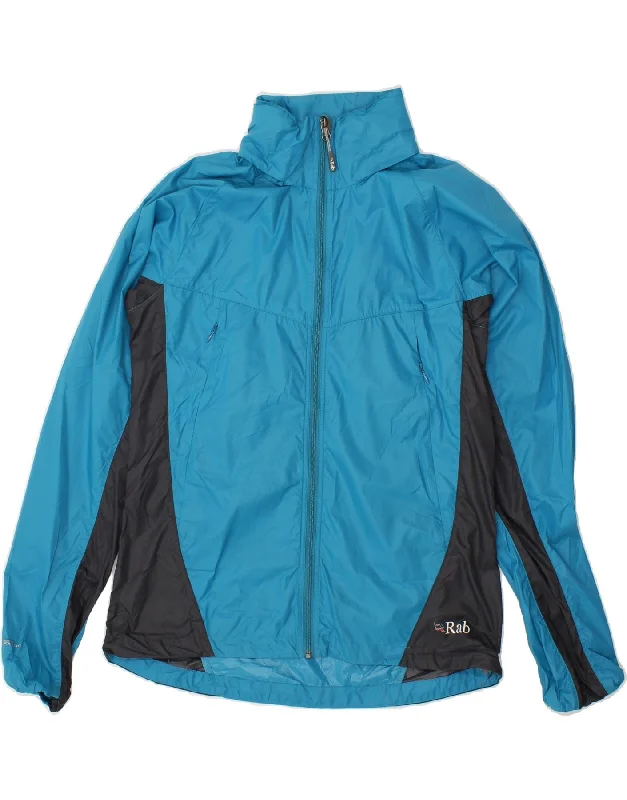 RAB Womens Rain Jacket UK 12 Medium Blue Colourblock Polyamide