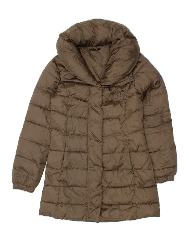 SISLEY Womens Padded Coat IT 40 Small Brown Polyester