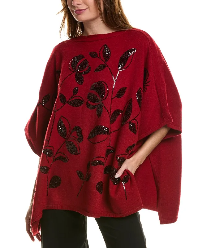 Anne Klein Floral Sequin Poncho