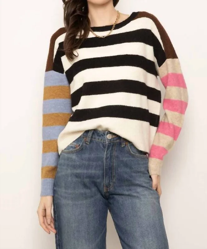 Deacon Striped Crew Sweater In Multi