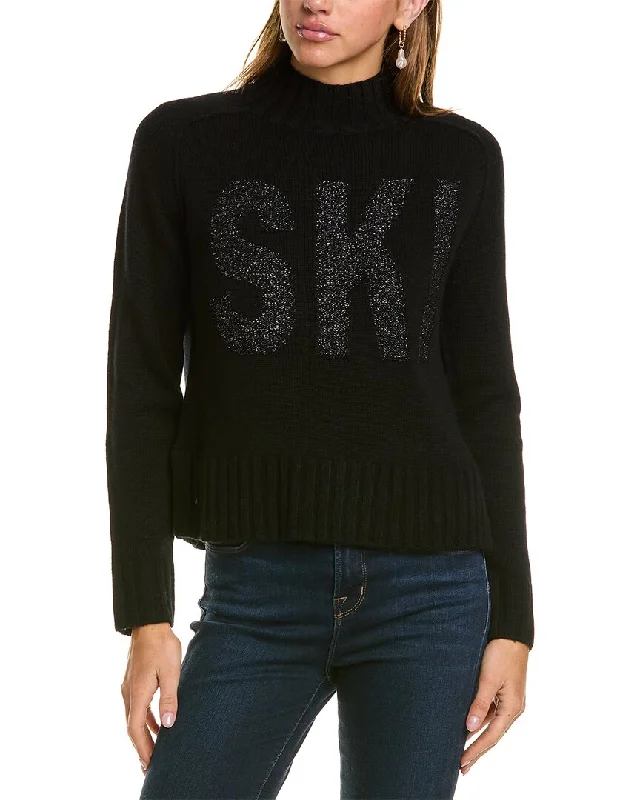 Hannah Rose Lurex Ski Star Mock Neck Wool & Cashmere-Blend Sweater