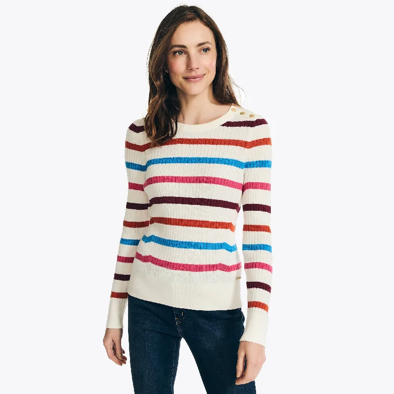 Nautica Womens Striped Crewneck Sweater