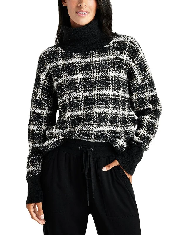 Splendid Ginny Plaid Turtleneck Alpaca & Wool-Blend Sweater