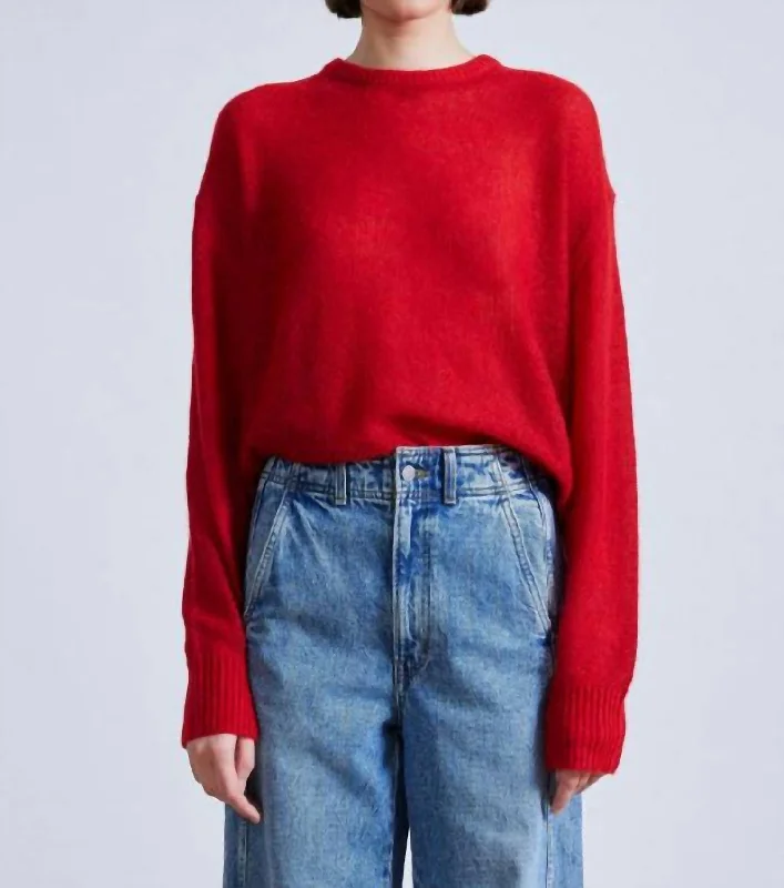 Tissue Weight Sweater In Red