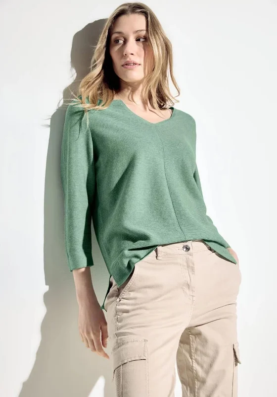 Cecil V-Neck Light Sweater, Saliva Green