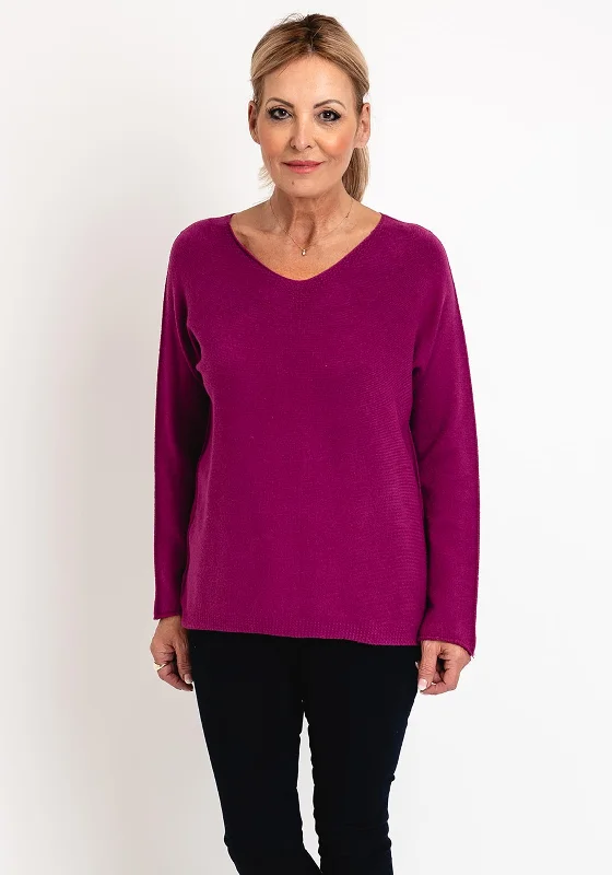 D.E.C.K by Decollage One Size V-Neck Sweater, Magenta