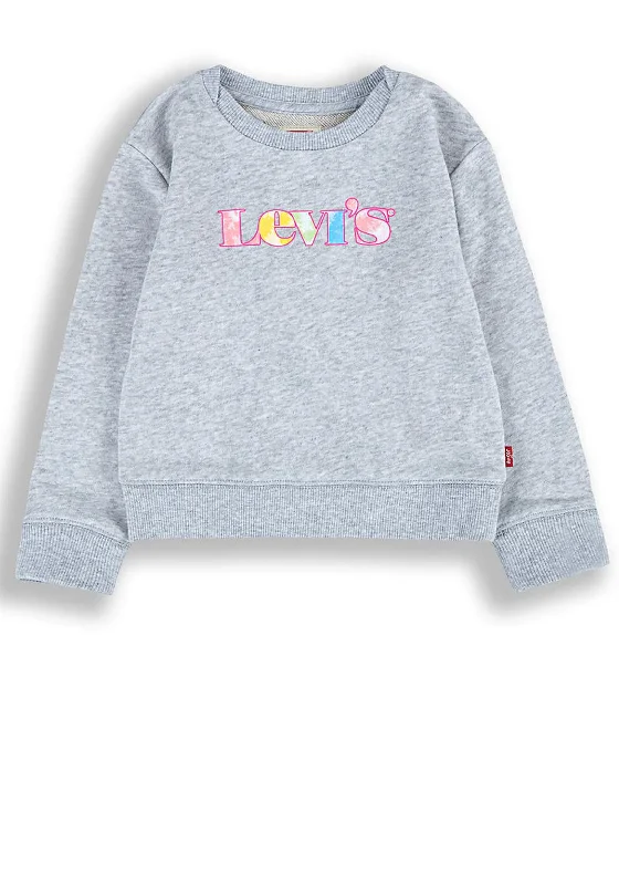 Levis Girls Crew Neck Logo Jumper, Grey