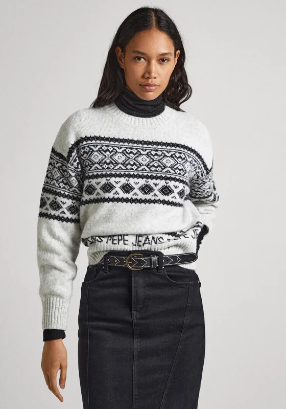 Pepe Jeans Elodi Nordic Crew Neck Sweater, Ivory