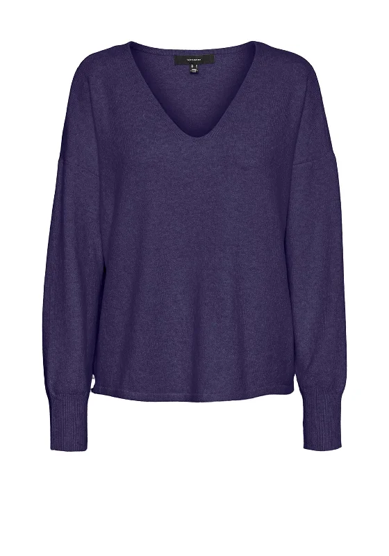 Vero Moda Doffy V-Neck Fine Knit Sweater, Astral Aura Melange