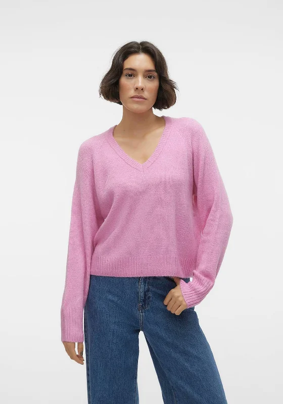 Vero Moda Elly V-Neck Knitted Sweater, Pastel Lavender