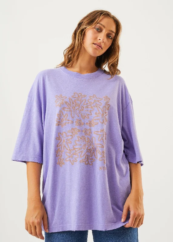 AFENDS Womens Ava - Oversized Graphic T-Shirt - Plum