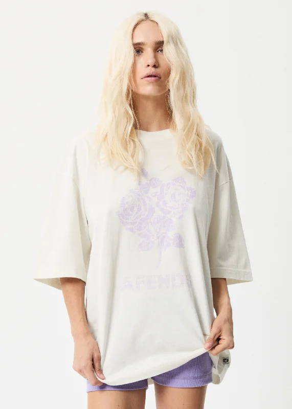 AFENDS Womens Solvie - Oversized Graphic T-Shirt - Off White