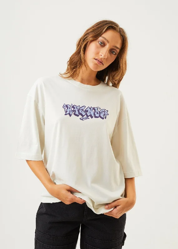 AFENDS Womens Tracks - Oversized T-Shirt - Off White