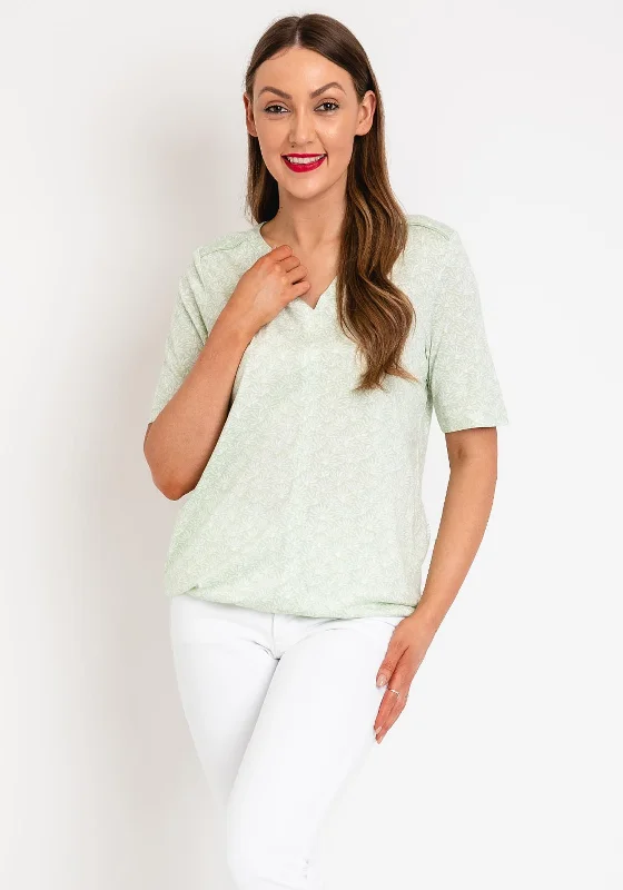 Cecil Elasticated Hem Print T-Shirt, Sage Green