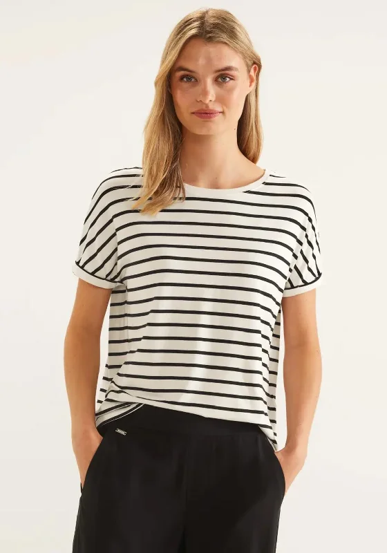 Street One Striped Batwing Sleeve T-Shirt, Black & White