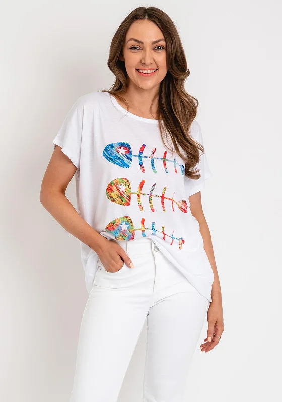 The Serafina Collection One Size Fish Bone Print T-Shirt, White