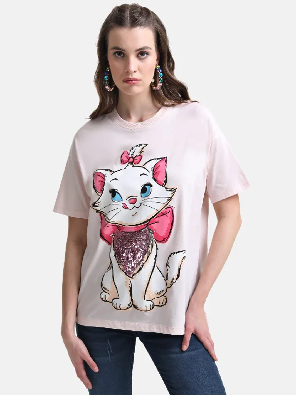 Aristocats Printed Graphic Long T-Shirt With Sequin