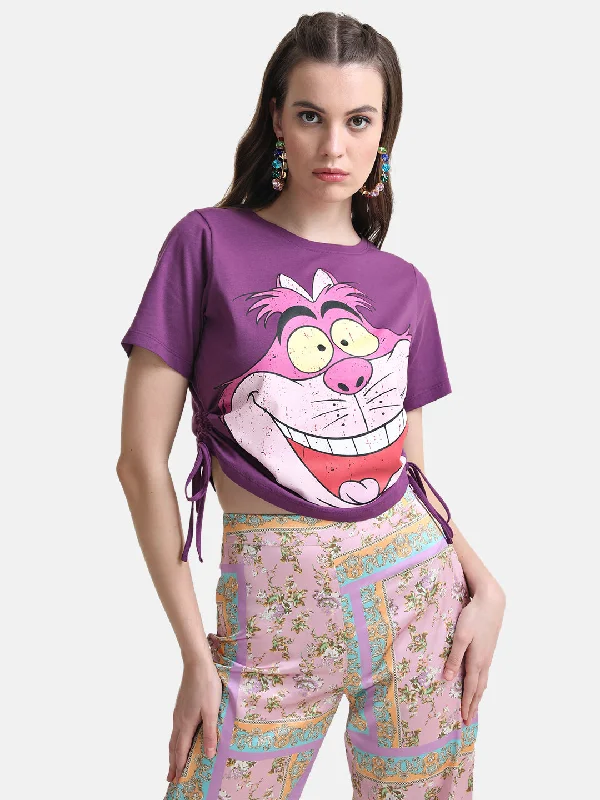 Cheshire Cat Printed Graphic Crop T-Shirt