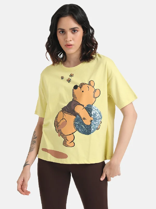 Winnie The Pooh  Disney Printed T-Shirt With Sequin Work