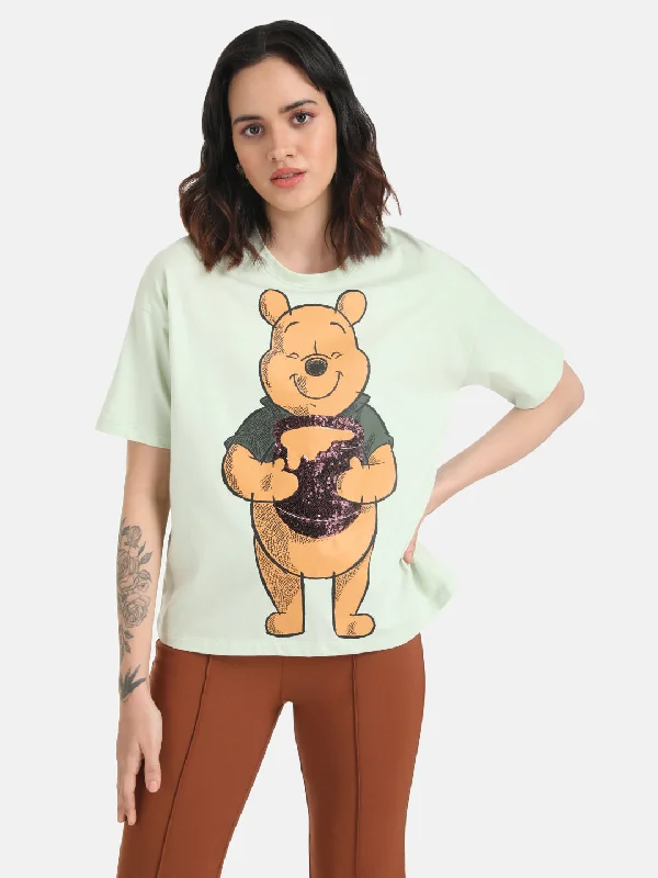 Winnie The Pooh  Disney Printed T-Shirt With Sequin Work