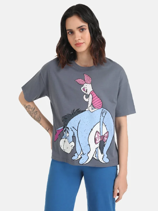 Piglet And Eeyore  Disney Printed T-Shirt With Sequin Work