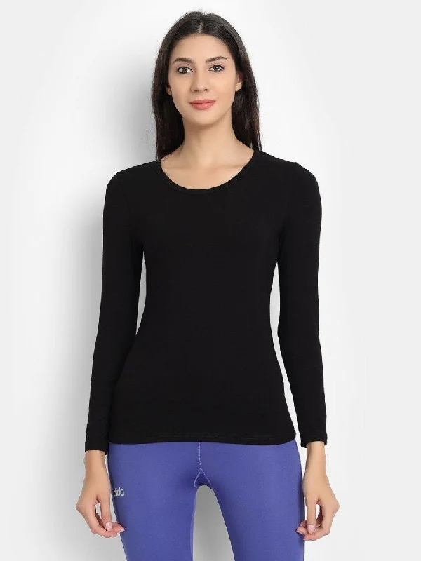 Bamboo Fabric Black Full Sleeves T-Shirt for Women