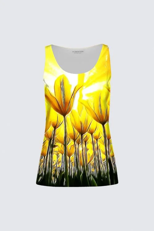 Floral Embosses: Tulip Daydream 02 Designer Tilda Sleeveless Tee