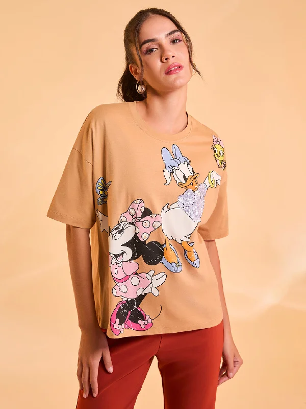 Minnie & Daisy © Disney Printed T-Shirt With Sequin Work