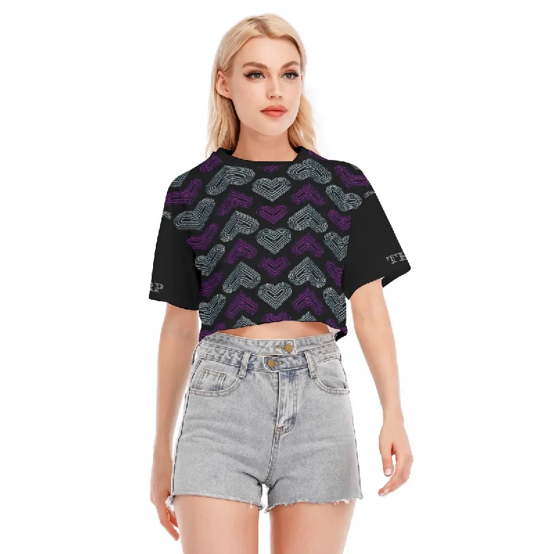 TRP Twisted Patterns 03: Chevron Hearts Designer Cropped Drop Shoulder Cotton T-shirt