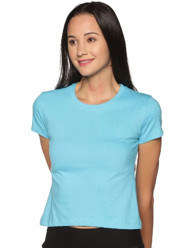 Women's Organic Cotton Crew Neck T -Shirt - Aqua Blue