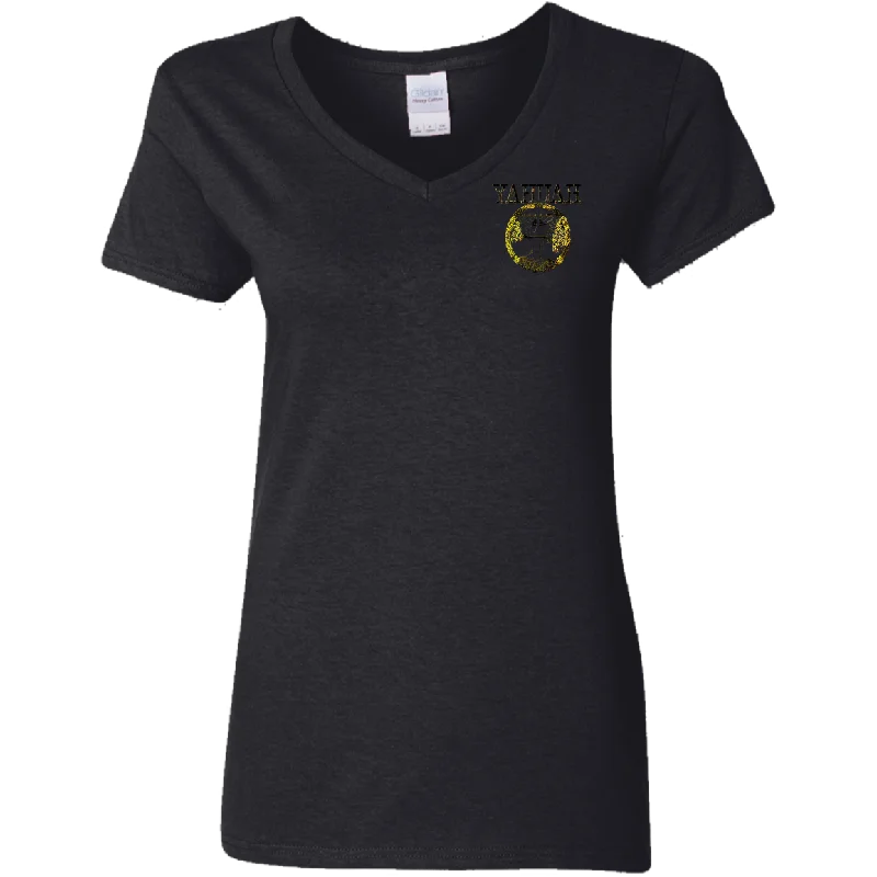 Yahuah Yahusha 04 Ladies Designer V-neck Cotton T-Shirt (4 Colors)