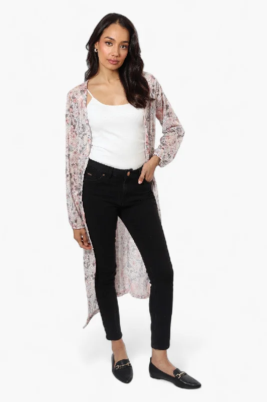 Limite Floral Sheer Duster Cardigan - White