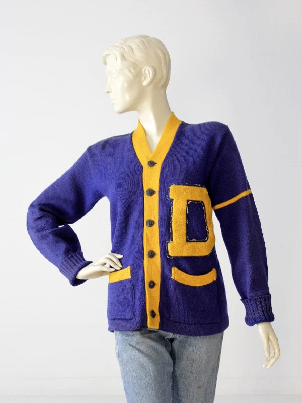 vintage 1950s school cheerleading cardigan sweater