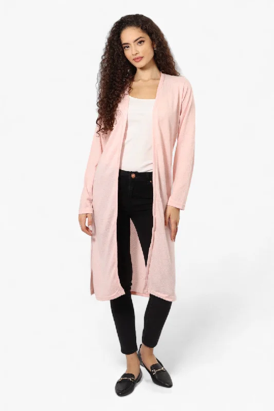 Runaway Bay Long Sleeve Side Slit Duster Cardigan - Pink