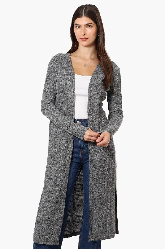 International INC Company Long Sleeve Side Slit Wrap Cardigan - Grey