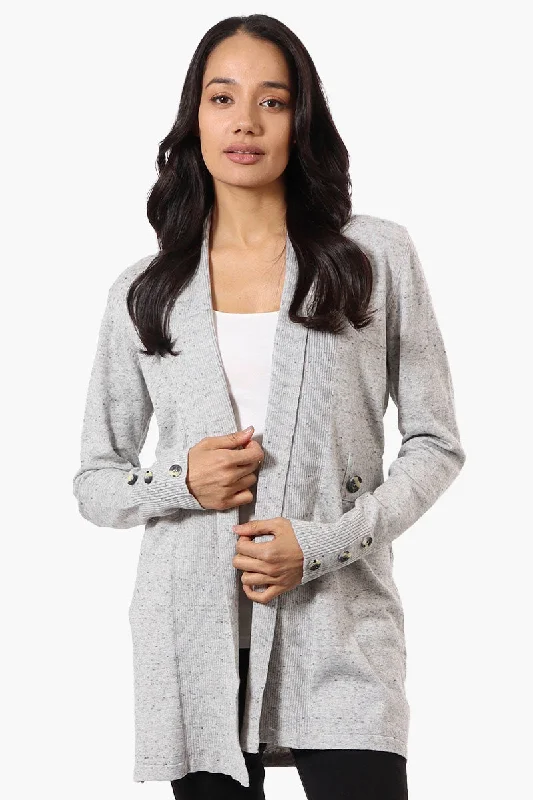 Beechers Brook Ribbed Open Cardigan - Grey