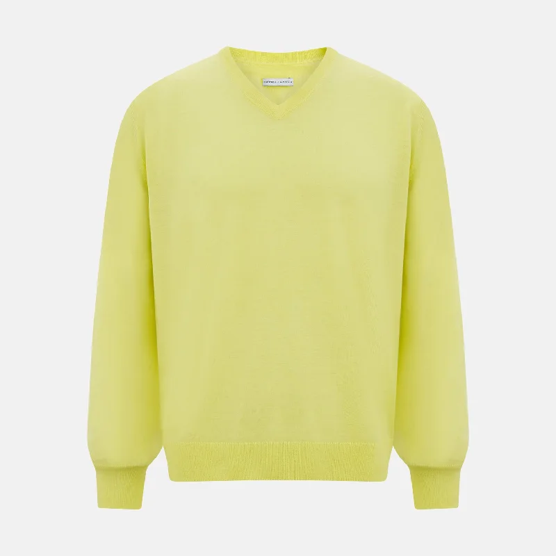 Bright Yellow Cashmere V-neck Jumper